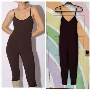 Live The Process Brown Jumpsuit XL Supplex Made USA Minimalist Yoga
